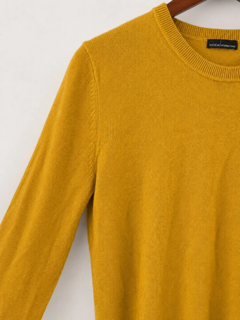 MODA Silk Cashmere Sweater | Mustard Gold | Size Medium - Picture 6 of 7